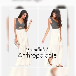 Nwot Anthropologie Brandlabel Gray Midriff Cut out, Chiffon Skirt Maxidr…